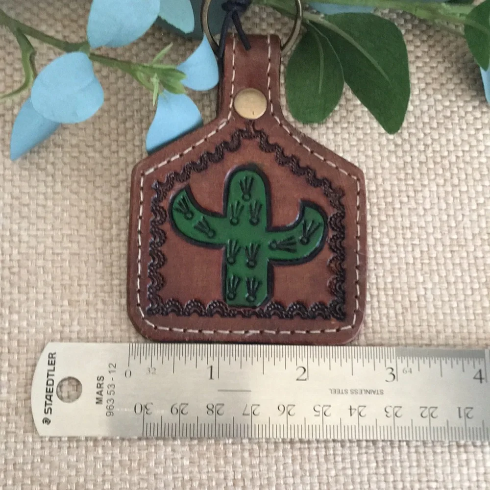 NWT Myra Bag Succulent Hand-Tooled Leather Key Fob Key Chain Bag Charm